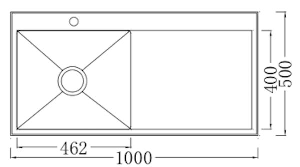 wastafel cuci piring tebal 1 lubang dengan sayap inset