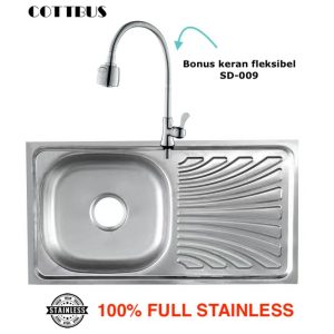 Wastafel cuci piring stainles 1 lubang dengan sayap COTTBUS L-9643 SD-008