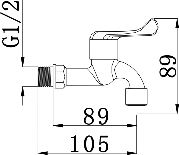 Keran tembok ABS putih Cottbus model CBF-30036 sketch