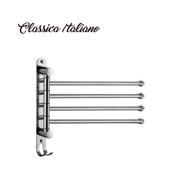 Classica Italiano rak Gantungan handuk stainles swivel 4 baris desain double hook model D-104