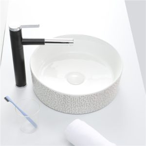 Wastafel keramik motif labirin