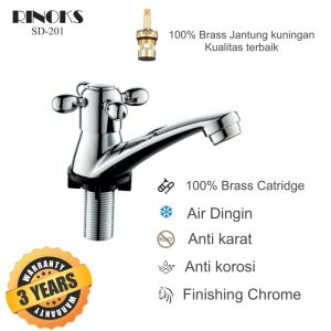 Keran wastafel kuningan Chrome RINOKS SD-201
