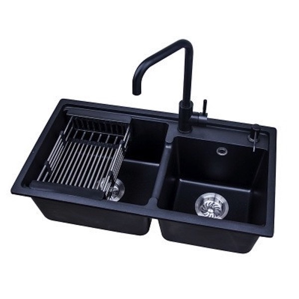 Paket Bak-cuci-piring nano black RINOKS Kitchen sink Model DB-8045BK