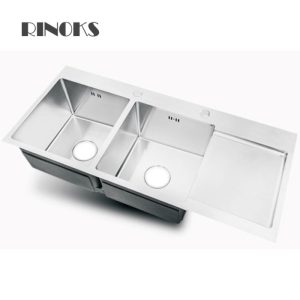 Wastafel 2-lubang sayap stainles DBF-12048