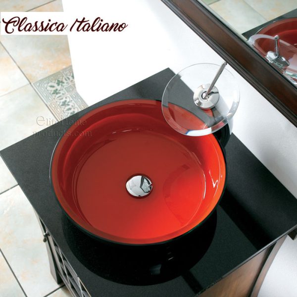 P-226-wastafel-kaca-merah-hitam-Classica-Italiano Wastafel kaca merah hitam Classica Italiano Model P226-A