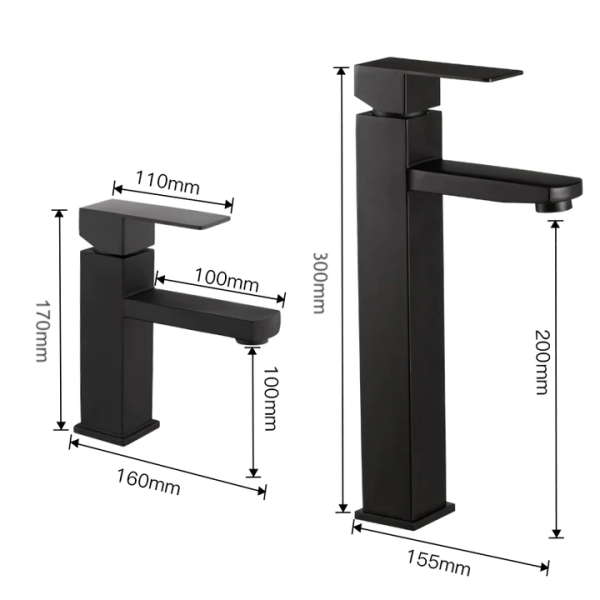 ITL-7202-sketch Keran mixer panas dingin stainles Classica Italiano finishing hitam 170mm 300mm sketch