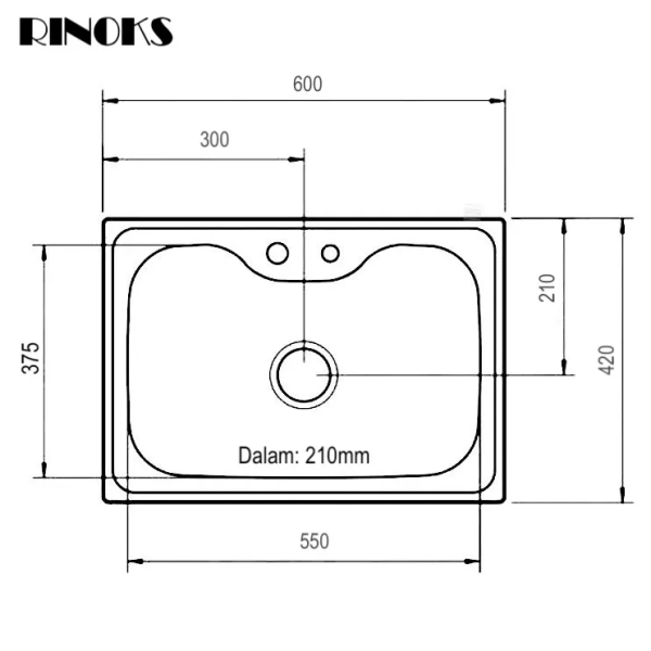 Wastafel dapur bentuk khusus RINOKS 635A