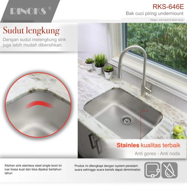 Wastafel dapur undermount 1 lubang RINOKS