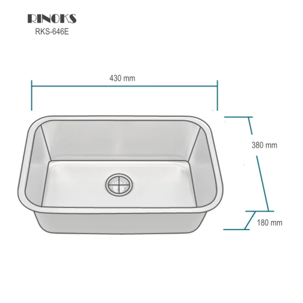 Wastafel dapur undermount 1 lubang RINOKS 646E Sketch
