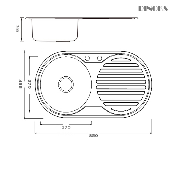 Wastafel 1-lubang bulat sayap RINOKS Germany RKS-901A