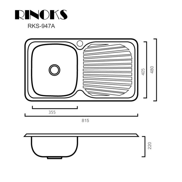 Wastafel stainles dengan sayap RINOKS Model RKS-947A
