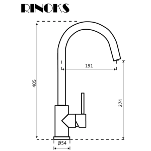 Keran dapur stainles fleksibel RINOKS keran dapur tanam model SD-005