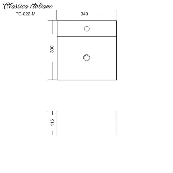 Classica Italiano Wastafel keramik kotak modern TC-022M