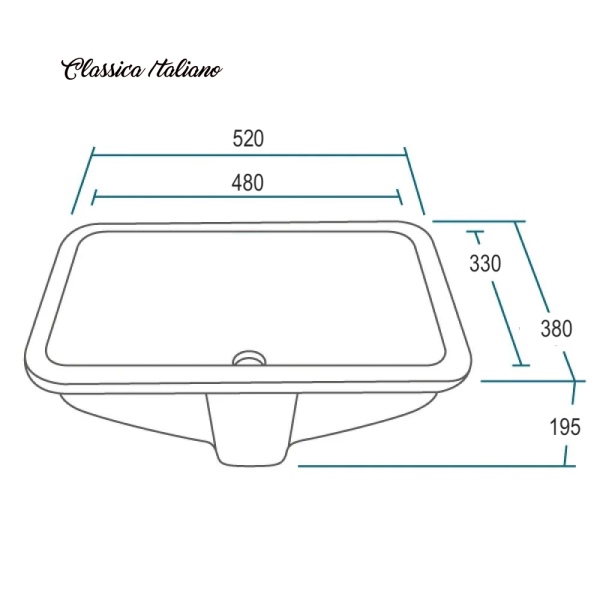 Wastafel keramik tanam kotak Classica Italiano model TC-025