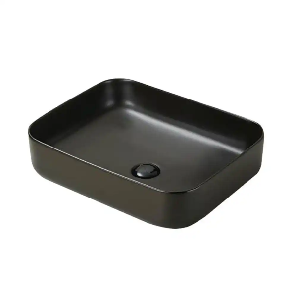 Art basin hitam modern wastafel keramik kotak Classica Italiano TC-037BK