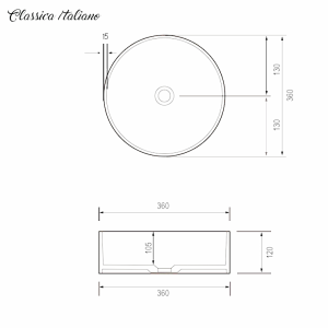 Wastafel keramik motif labirin bulat Classica Italiano TC-100