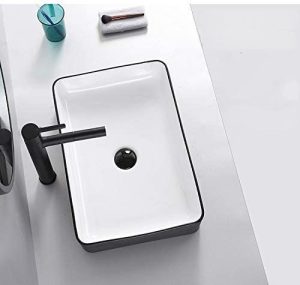 Wastafel keramik hitam putih kotak Classica Italiano Model TC-233-BW