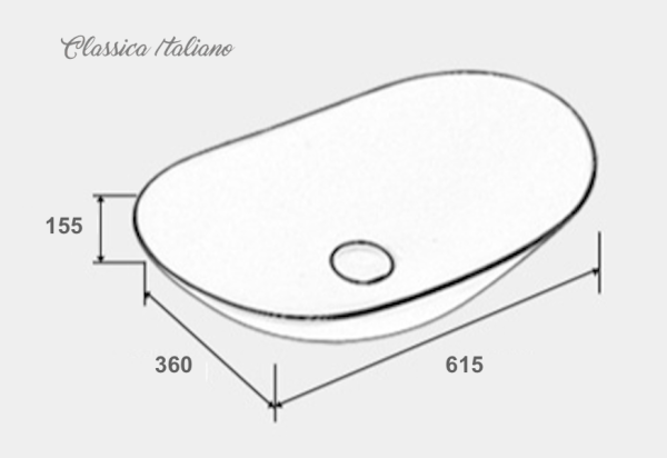 Art basin oval hitam Classica Italiano TC-236BK sketch