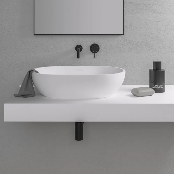 Wastafel keramik elips (oval) CLASSICA ITALIANO putih mewah anti noda