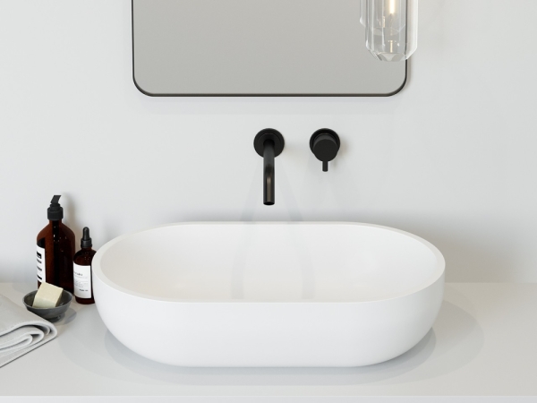 Wastafel keramik elips (oval) CLASSICA ITALIANO putih mewah anti noda