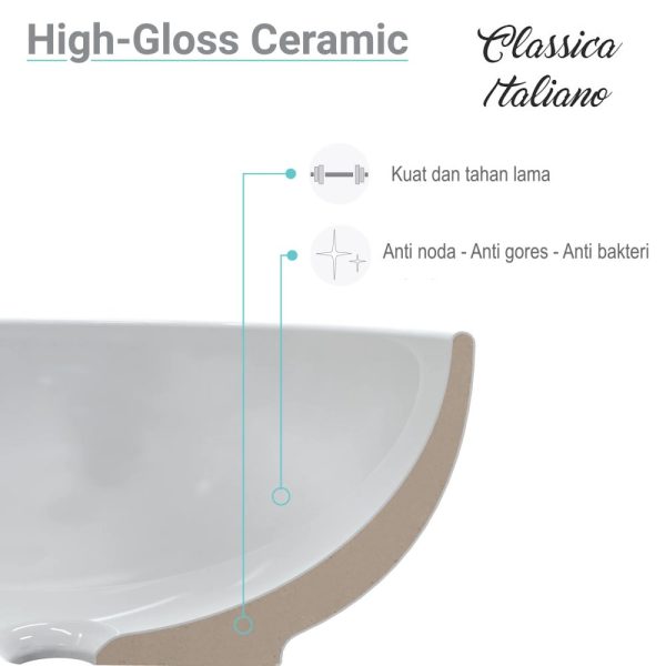 Wastafel keramik motif labirin bulat Classica Italiano TC-100