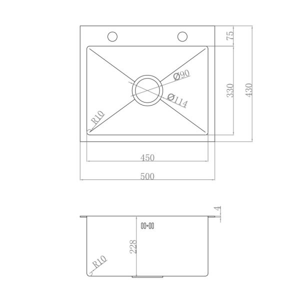 Bak cuci Piring tebal RINOKS stainles 5043 sketch