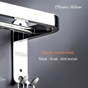 Rak handuk kamar mandi Classica Italiano desain double hook