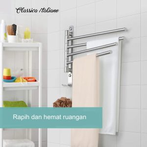 Classica Italiano rak Gantungan handuk stainles swivel 4 baris desain double hook model D-104