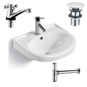 Wastafel kamar mandi + kran air + afur siphon komplit tinggal pasang