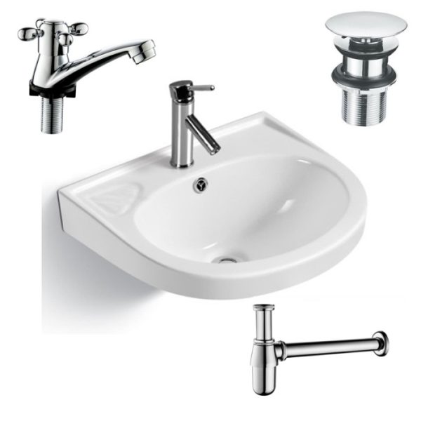 Wastafel kamar mandi + kran air + afur siphon komplit tinggal pasang