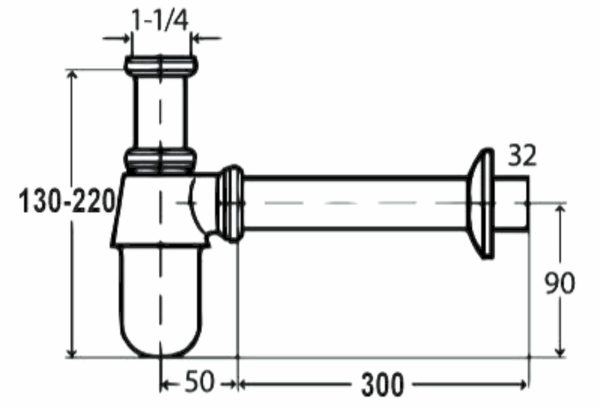 Siphon wastafel stainles hitam Classica Italiano Model ITL-056BK