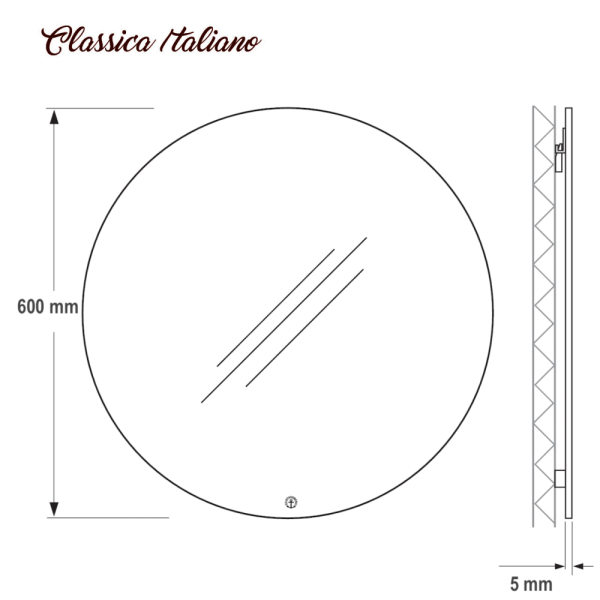 kaca cermin LED bulat 60cm sketch