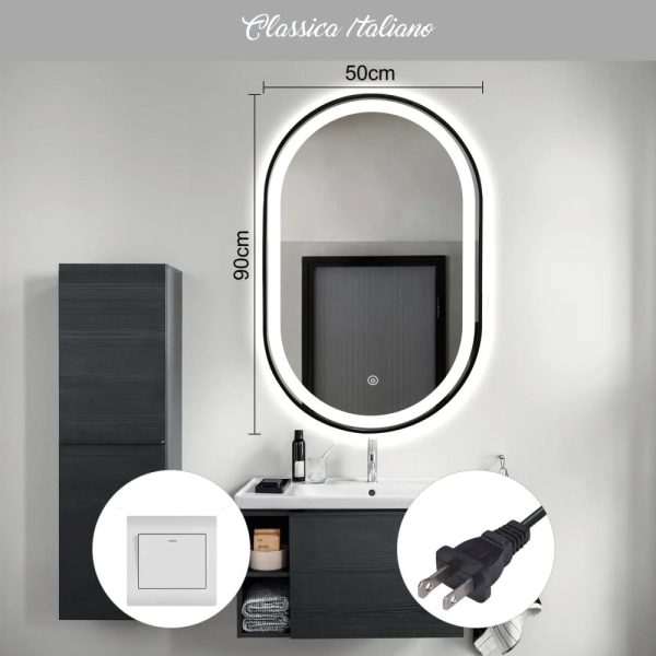 Cermin LED sentuh oval Classica Italiano model CR-j07