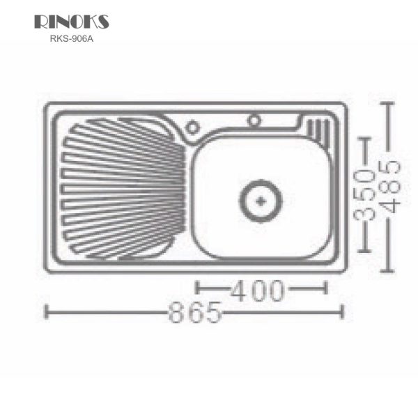 rks-906A-bak-cuci-piring-sketch Wastafel stainles tebal panjang RINOKS Germany 906A