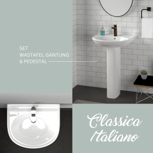 Wastafel gantung pedestal keramik Classica Italiano TC-01
