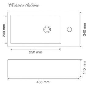 Wastafel sudut art basin keramik kotak Classica Italiano TC-033