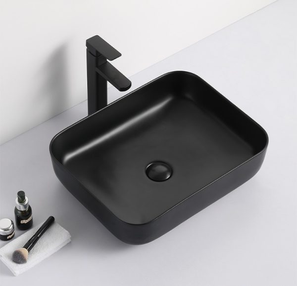 Art basin hitam modern wastafel keramik kotak Classica Italiano TC-037BK
