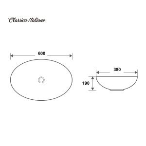 Wastafel cuci tangan oval keramik Classica Italiano model TC-226
