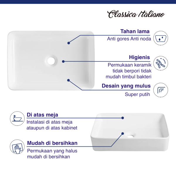 Wastafel cuci tangan TC-230 Classica Italiano keramik