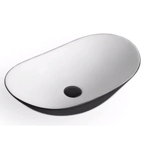 Wastafel kamar mandi oval hitam putih Classica Italiano TC-236-BW