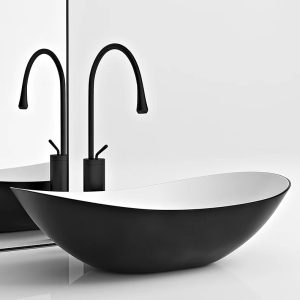 Wastafel kamar mandi oval hitam putih Classica Italiano TC-236-BW