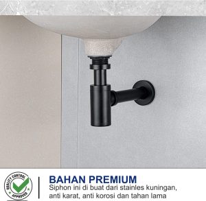 Siphon wastafel bottle trap stainles Classica Italiano ITL-054 hitam