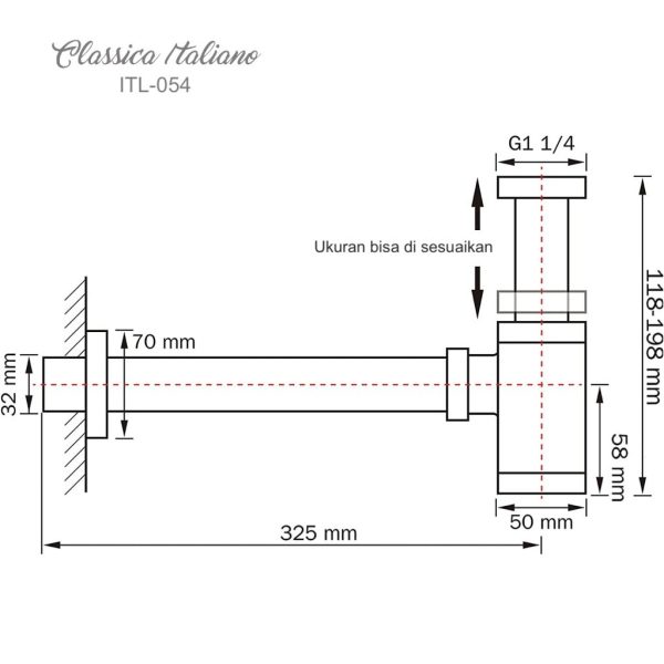 Siphon wastafel bottle trap stainles Classica Italiano ITL-054