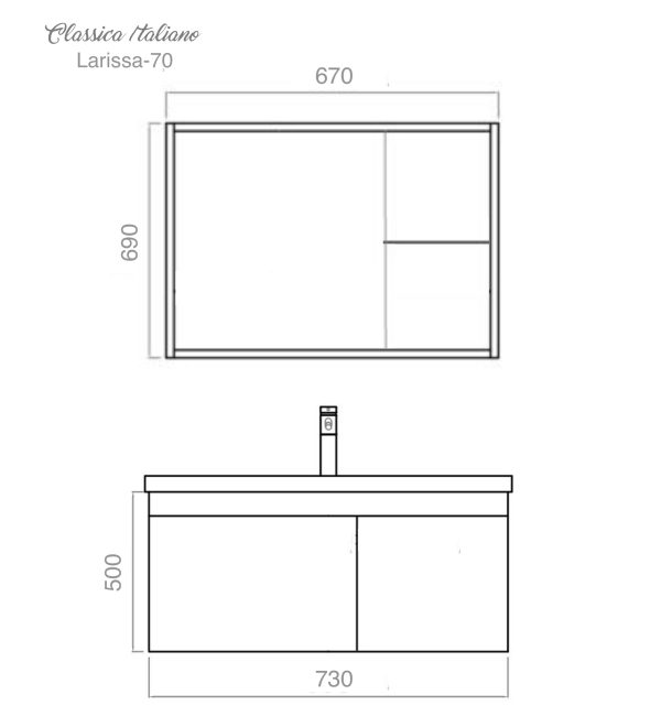 Lemari wastafel aluminium LARISSA-70 sketch Classica Italiano