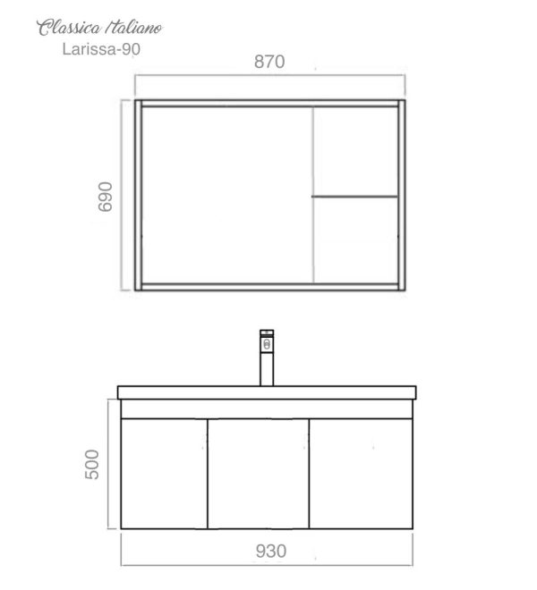 Lemari wastafel aluminium LARISSA-90 sketch Classica Italiano