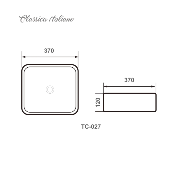 Art basin Wastafel cuci tangan keramik CLASSICA ITALIANO kotak putih anti noda sketch