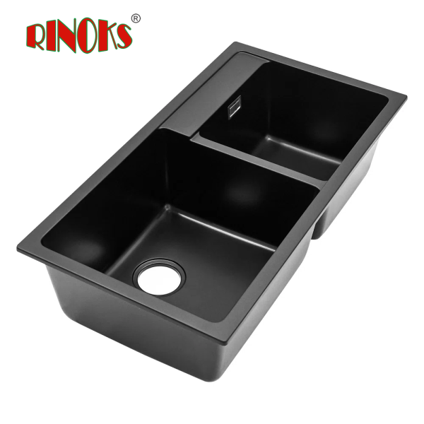 GDB-8246-RINOKS Granite kitchen sink wastafel cuci piring granit double bowl