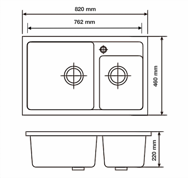RINOKS Granite kitchen sink wastafel cuci piring granit double bowl 8246
