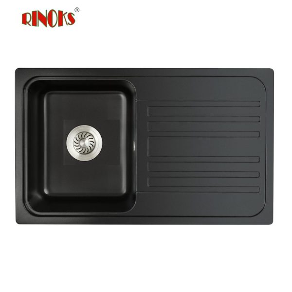 Wastafel granit RINOKS granite kitchen sink single bowl drainboard 7646