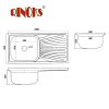 Kithcen sink RINOKS wastafel cuci piring stainles tebal 100cm RKS-314 sketch